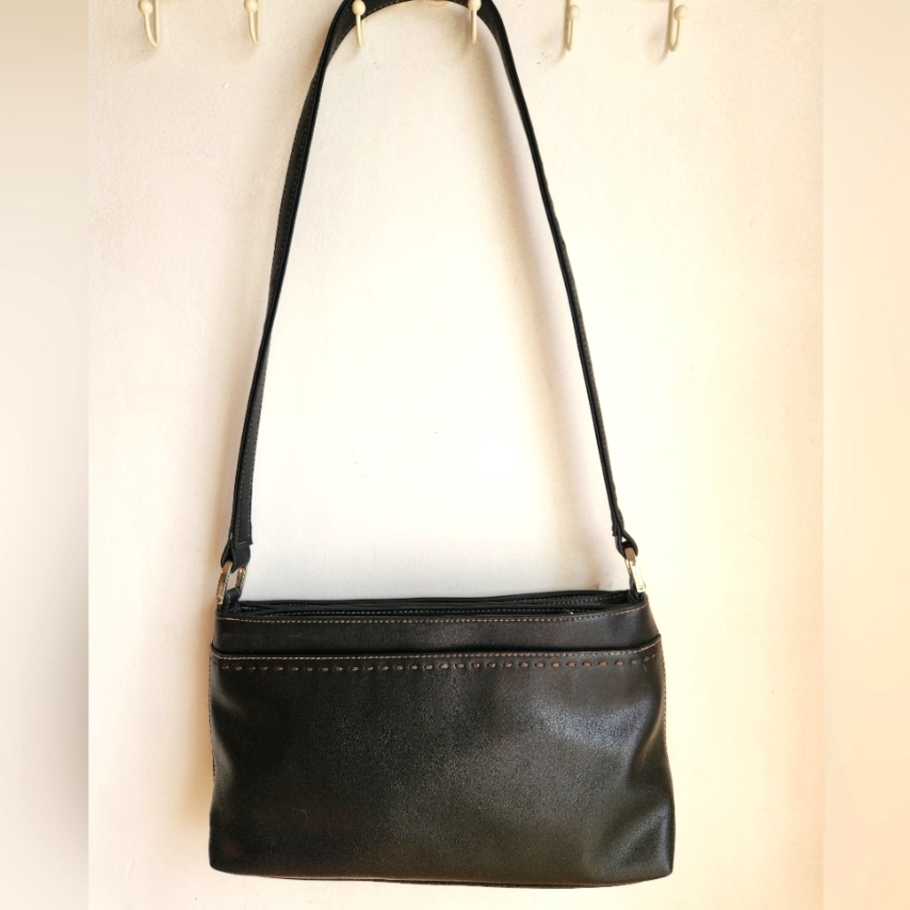 Leather Bag Purse Liz Claiborne Shoulder Black Carry
